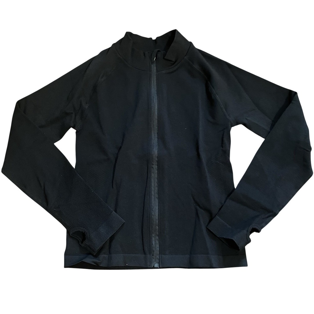 Halara OneForm Seamless Flow Collar Zip Up Jacket Raglan Thumb Hole Black M NWT - Picture 7 of 10